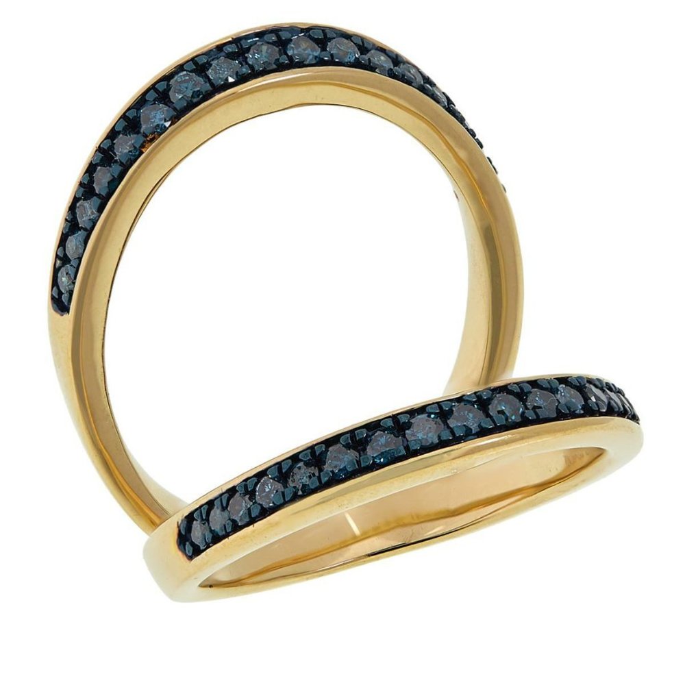 Colleen Lopez Gold-Plated 0.50ct Blue Diamond Negative Space Ring